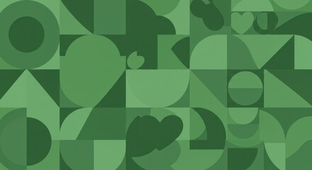  Geometric Green Harmony: Modern Abstract Pattern, Circles, Triangles, & Squares for Design & Backgrounds