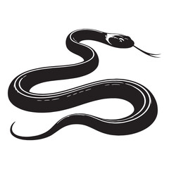 Vibrant Garter Snake silhouette, showcasing its striking patterns – Garter Snake illustration – Minimalist Garter Snake vector – Snake silhouette

