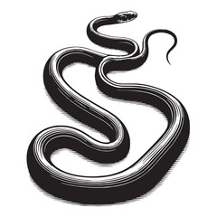 Stealthy Garter Snake silhouette, moving unnoticed through the grass – Garter Snake illustration – Minimalist Garter Snake vector – Snake silhouette

