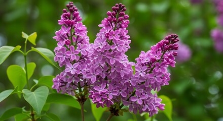 Fototapeta premium Vibrant Lilac Blossoms in Springtime Garden AI Generated
