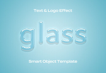 Glass Transparent Text Logo Style Effect Mockup Logotype Template Shape