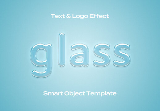 Glass Transparent Text Logo Style Effect Mockup Logotype Template Shape