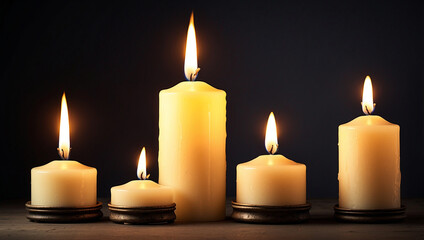 Pillar Candles with Flickering Flames Creating a Warm and Inviting Atmosphere