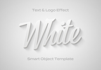 Minimal Clean White 3D Simple Text Logo Style Effect Mockup Logotype Template Shape