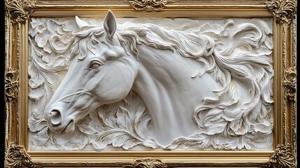 White Horse Bas Relief Art of excellence in splendor beyond compare with grace in style...
