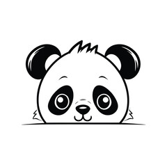 Cute panda peeking over a line adorable cartoon illustration