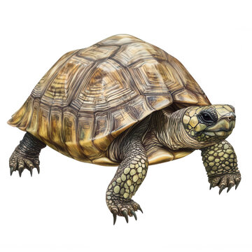 Cute Pet Turtle with Natural Shell Pattern Transparent Background