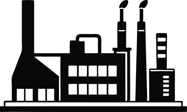 recommend clip art: Industrial Factory Silhouette With Chimneys And Buildings Black And White Illustration, factory, industry, industrial, building, silhouette, black, white, monochrome, vector, illustration, plant