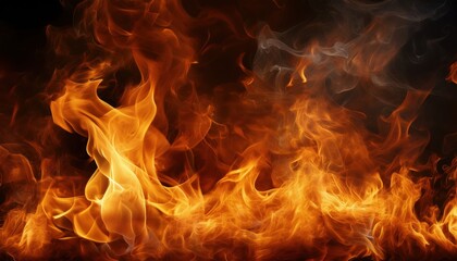 Fototapeta premium Burning Flames: An abstract portrayal of burning flames with vibrant, dynamic patterns, conveying both destruction and the raw power of nature.
