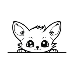 Cute Cartoon Fox Peeking Over