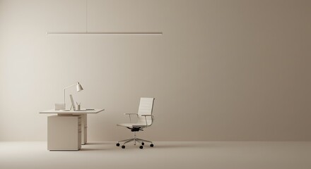 Fototapeta premium Minimalist Office: A 3D Render AI Generated