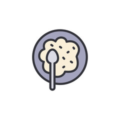 Rice plate colored icons, minimalist vector illustration ,simple transparent graphic element .Isolated on white background