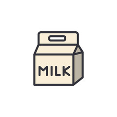 Milk box colored icons, minimalist vector illustration ,simple transparent graphic element .Isolated on white background
