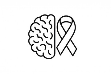 Brain health awareness symbol with mental health ribbon for mindful support concepts