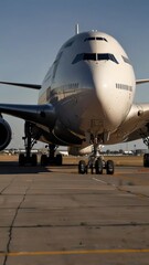 A large white airplane is parked on the tarmac