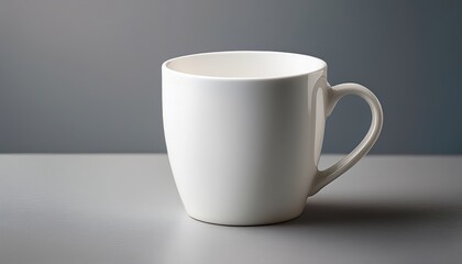Obraz premium Elegant Ceramic Mug: A minimalist ceramic mug stands solitary on a sleek surface, offering a sense of simple elegance and readiness for the day's beginning. 
