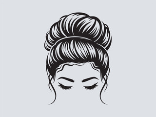 Elegant Woman Profile, Hair, Art, Bun, Line, Peaceful Face, Simple Drawing