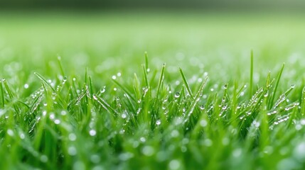 Fototapeta premium Fresh morning dew on vibrant green grass