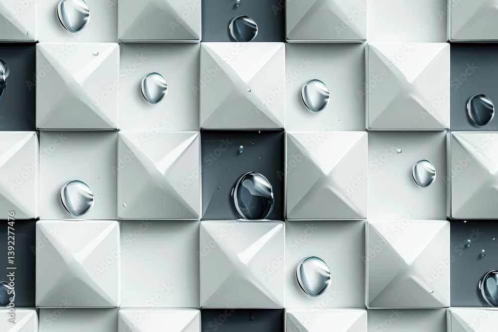 Poster white and black patterned background with a series of small