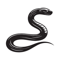 Rapid Black Mamba silhouette, known for its speed and agility – Black Mamba illustration – Minimalist Black Mamba vector – Snake silhouette

