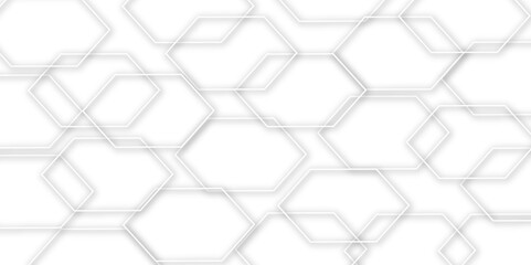 Abstract set of hexagon out line light grey and white hexagon 3d effect pattern with shadow seamless texture background. Use for book, poster, flyer, website vector illustration.