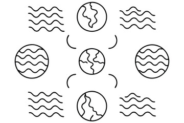 Ocean Currents Line Art Illustration Creative Design for Artwork  