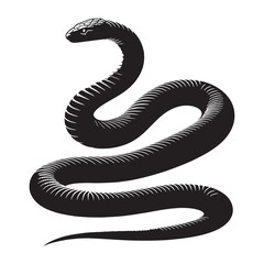 Deadly Black Mamba silhouette, one of the fastest snakes on earth – Black Mamba illustration – Minimalist Black Mamba vector – Snake silhouette

