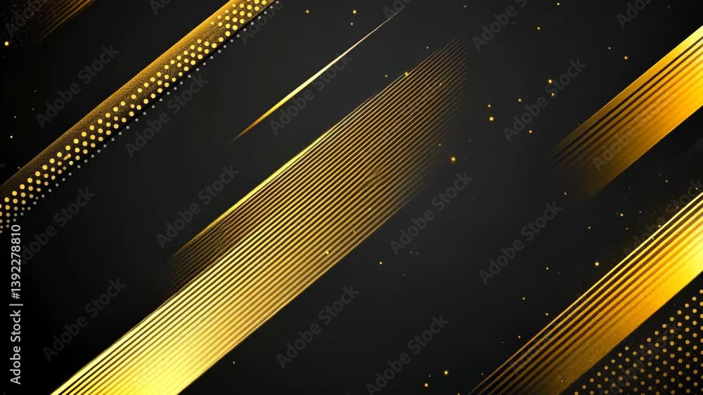Poster striking black and gold abstract background design with diagonal lines and dot patterns for modern e
