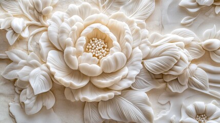 Ornate carved ivory-colored flower pattern