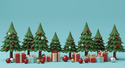 Christmas Tree Forest: A 3D Festive Scene AI Generated