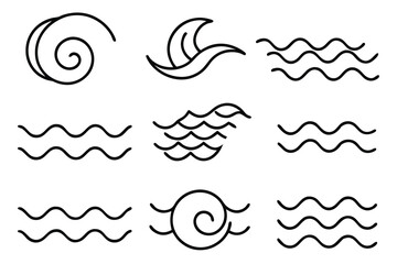 Ocean Currents Line Art Illustration Unique Style for Artwork  