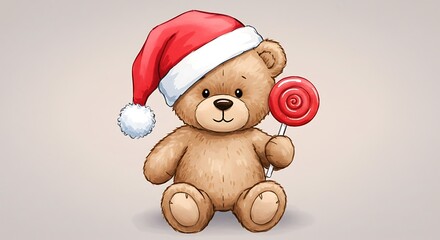 Fototapeta premium Sweet Christmas Charm: A Digital Teddy's Delight AI Generated