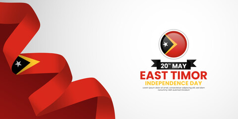 East Timor independence day Waving RIbbon Flag background design with blank space area