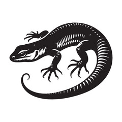 Defensive Lizard silhouette, ready to protect itself – Lizard illustration – Minimalist Lizard vector – Reptile silhouette

