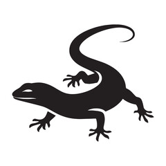 Naklejka premium Fearless Lizard silhouette, standing its ground in the wild – Lizard illustration – Minimalist Lizard vector – Reptile silhouette