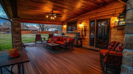 A Beautiful Wood Deck Outdoor Lounge Space For Relaxation and Comfort