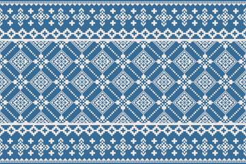Cross Stitch Geometric ethnic patterns. Design for Saree, Patola, Sari, Dupatta, dupatta, Clothing, fabric, batik, Knitwear, Embroidery, Pixel ethnic pattern. Traditional Design.