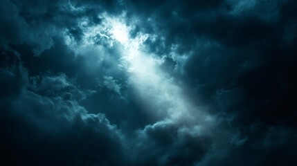 Obraz premium Night sky, dark clouds, moonbeam, dramatic lighting, atmospheric background, design