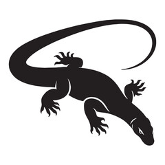 Predator Komodo Dragon silhouette, waiting for the perfect moment to strike – Komodo Dragon illustration – Minimalist Komodo Dragon vector – Lizard silhouette

