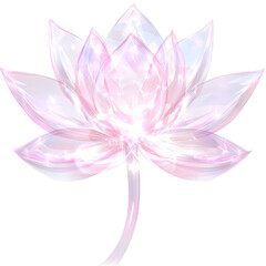 Fototapeta premium A beautiful pink lotus flower with delicate petals and a soft glow, symbolizing purity and tranquility, set against a white background.