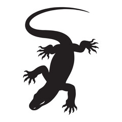Stealthy Komodo Dragon silhouette, silently moving through the wild – Komodo Dragon illustration – Minimalist Komodo Dragon vector – Lizard silhouette

