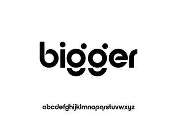 word of bigger . modern minimalist clean alphabet font. lowercase bold typography vector illustration design