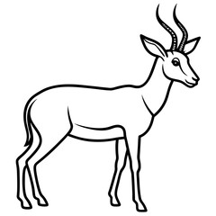 Antelope Silhouette in Line Art Style