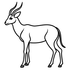 Antelope Silhouette in Line Art Style