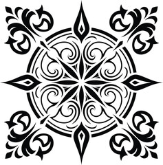 Fototapeta premium Isolated floral pattern| Hand drawing pattern| Floral Damask Seamless Pattern| Ornament Pattern Border Design| Black and white floral pattern vector illustration