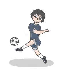 A boy having fun playing soccer.