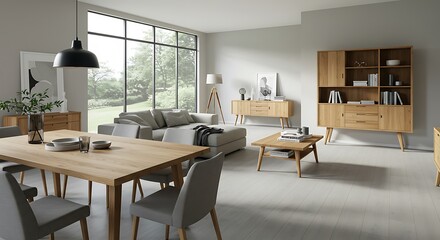 Sunlit Sanctuary: A 3D Render of Modern Minimalist Living AI Generated
