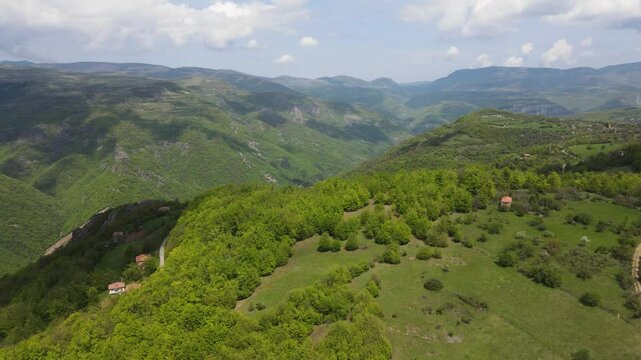 Amazing Aerial view of iskar gorge near village of Bov, Balkan Mountains, Bulgaria
