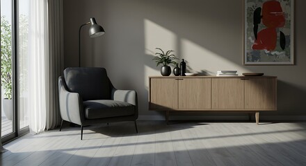 Sunlit Sanctuary: A 3D Render of Tranquil Space AI Generated