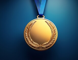 ブルー背景に浮かぶ金メダル